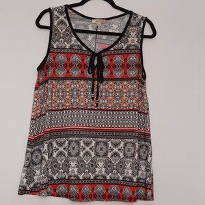 Women's Lavish Tank Top Blouse with Multi Designs Size Large